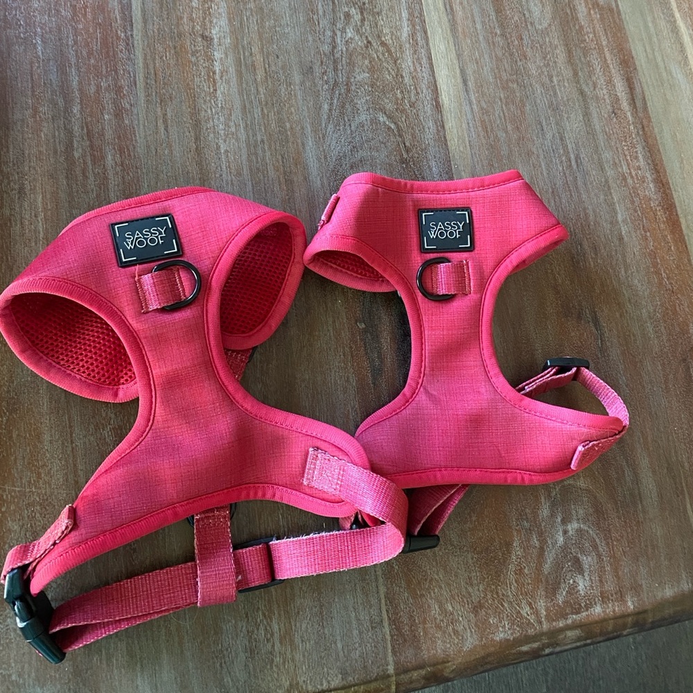 Two Sassy Woof harnesses Merlot size small